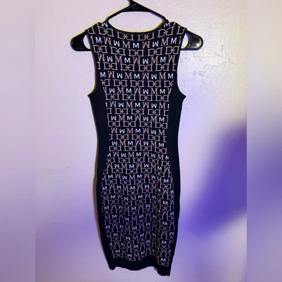 Guess by Marciano Black and Cream Logo Midi Bodycon Dress - Picture 3 of 5